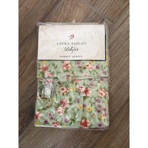 LAURA ASHLEY CHEF APRON Garden Rose Green ONE‎ SIZE 100% COTTON NWT